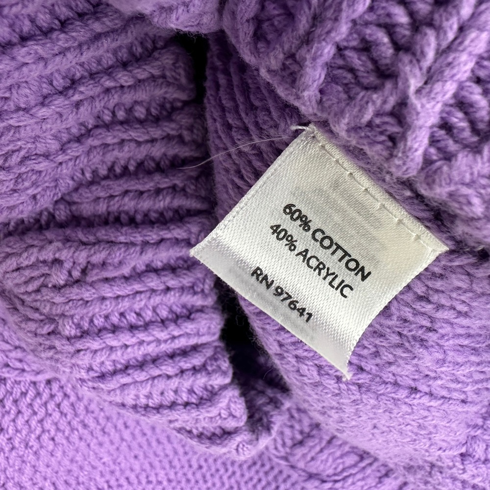 J. Jill Sweater Purple Cable Knit Mock Neck / Womens Small - Picture 5 of 8